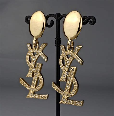 ysl earrings logo fake|ysl rhinestone earrings.